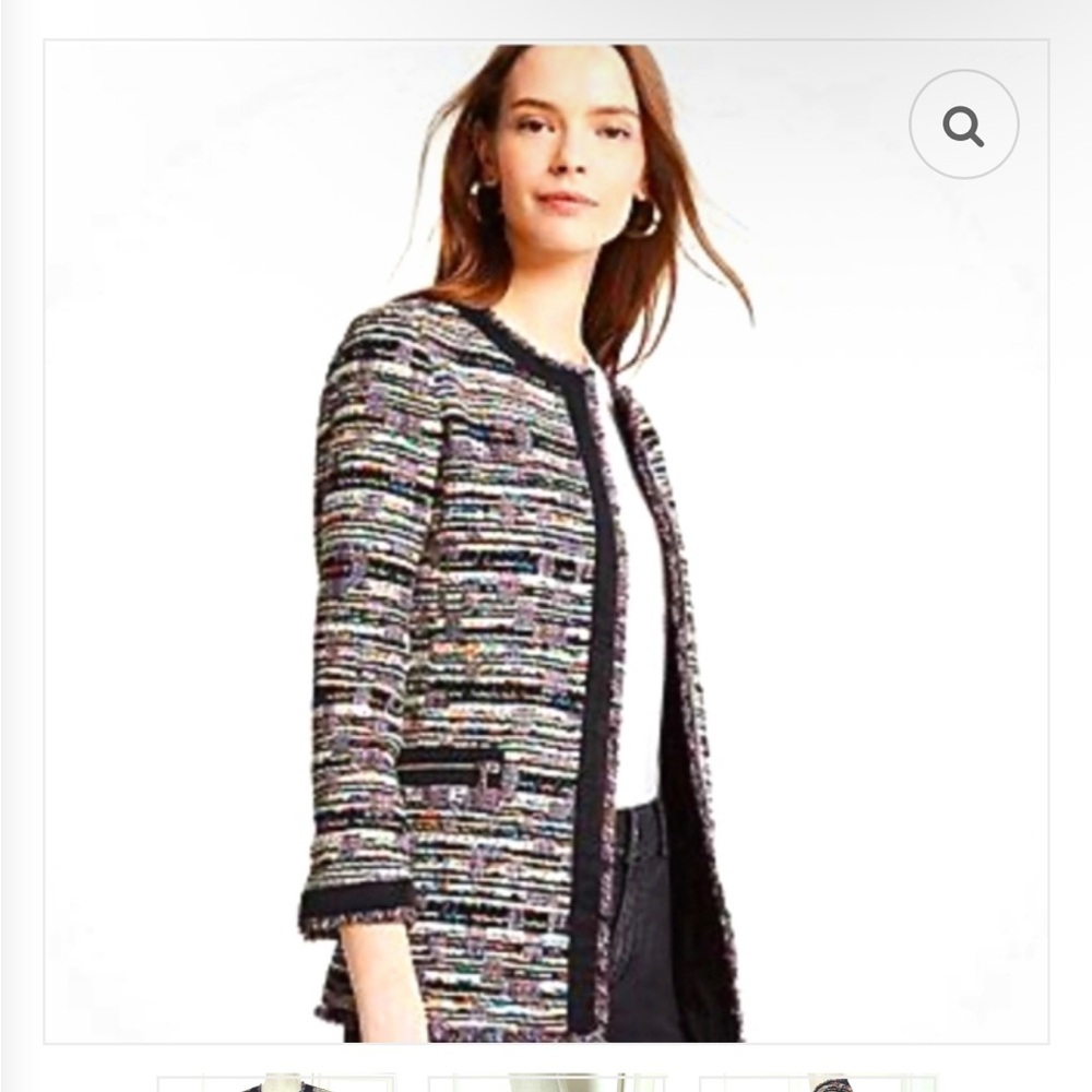 EUC Ann Taylor Black Multicolor Tweed Blazer